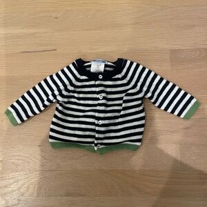 Striped Navy and Green Cardigan